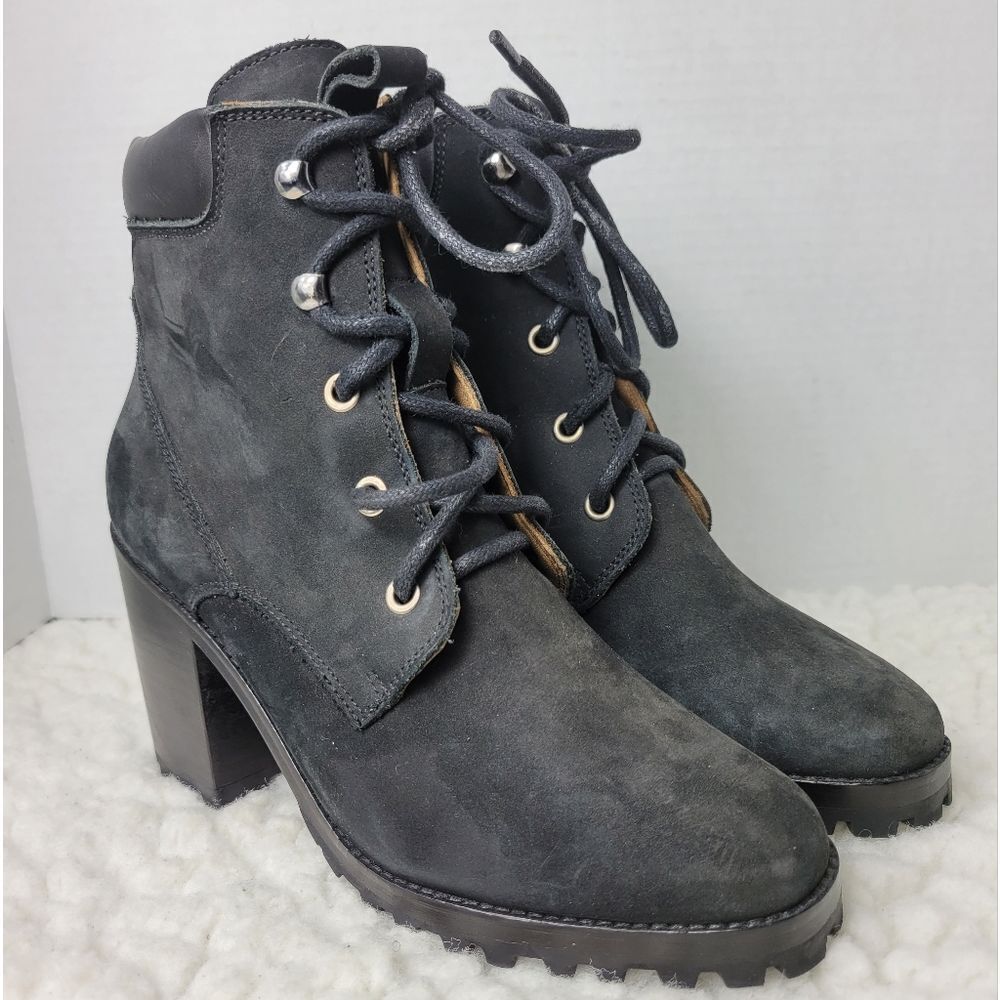 Rachel Comey Rollickc Chunky Heel Boots Women's Size 7 Nubuck Black Suede